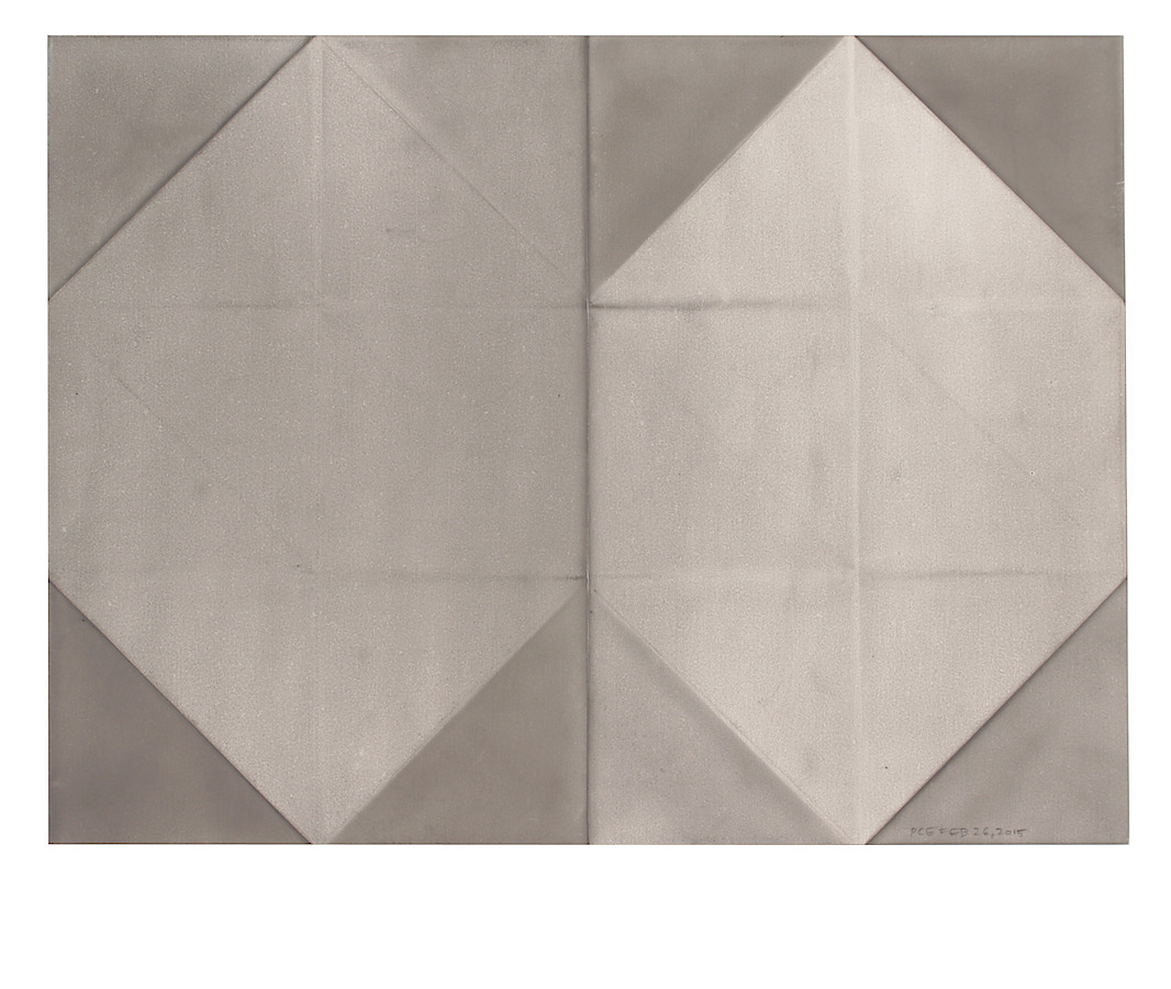 Folded Drawing #3, 2016, graphite on Terraskin, 9 x 12 in
