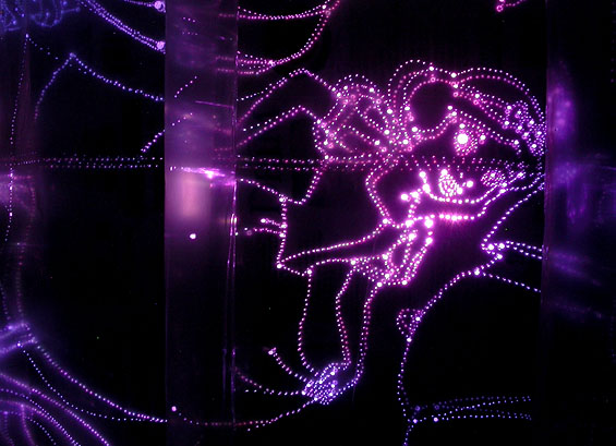The First Occupation, 2005, detail (back of screen, light passing through polypropylene curtain)