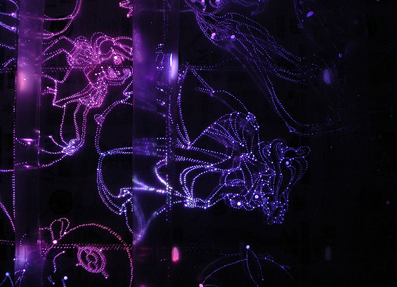 The First Occupation, 2005, detail (back of screen, light passing through polypropylene curtain)