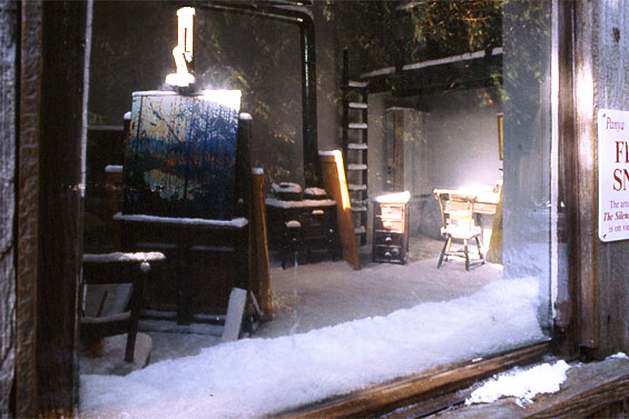 First Snow, 1998, view of interior of shack